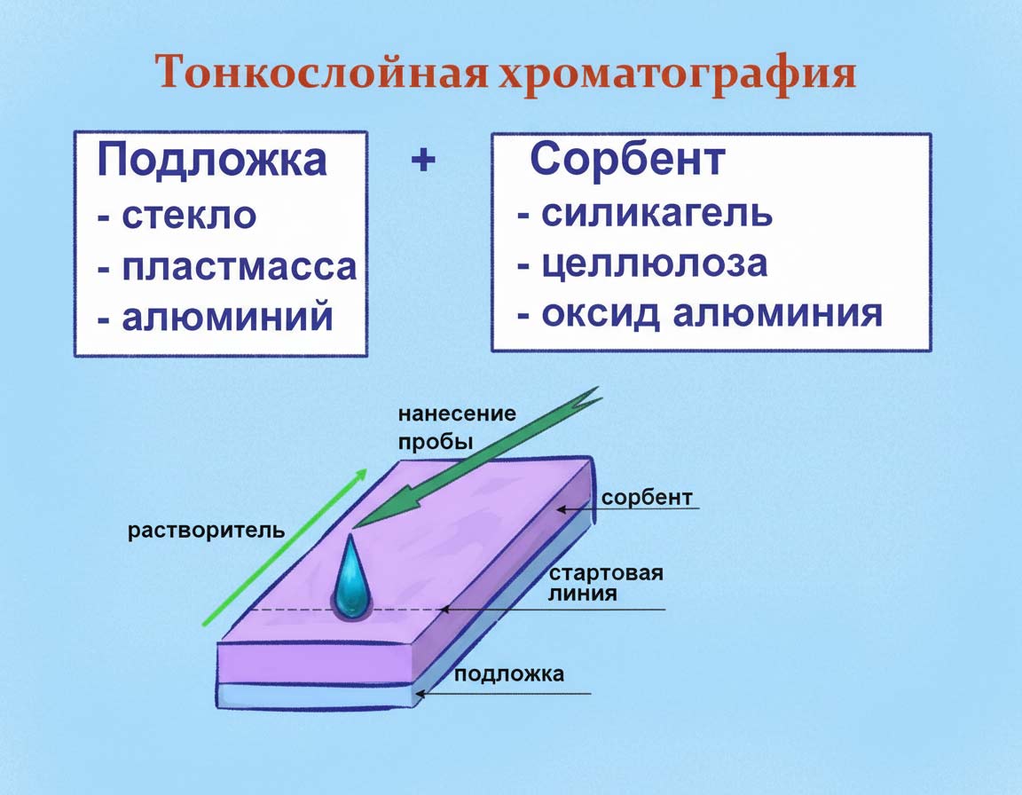 Хроматографический анализ по технике выполнения (тонкослойная хроматография)