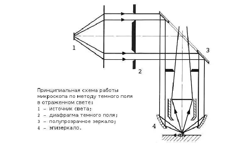 Схемы микроскопа проходящего и отраженного света